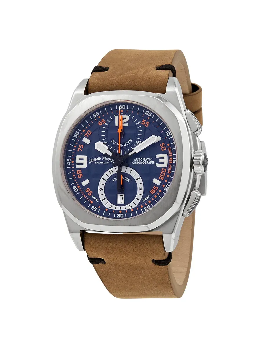 Мужские часы Armand Nicolet JH9 Chronograph Automatic с синим циферблатом A668HAA-BO-PK4140CA