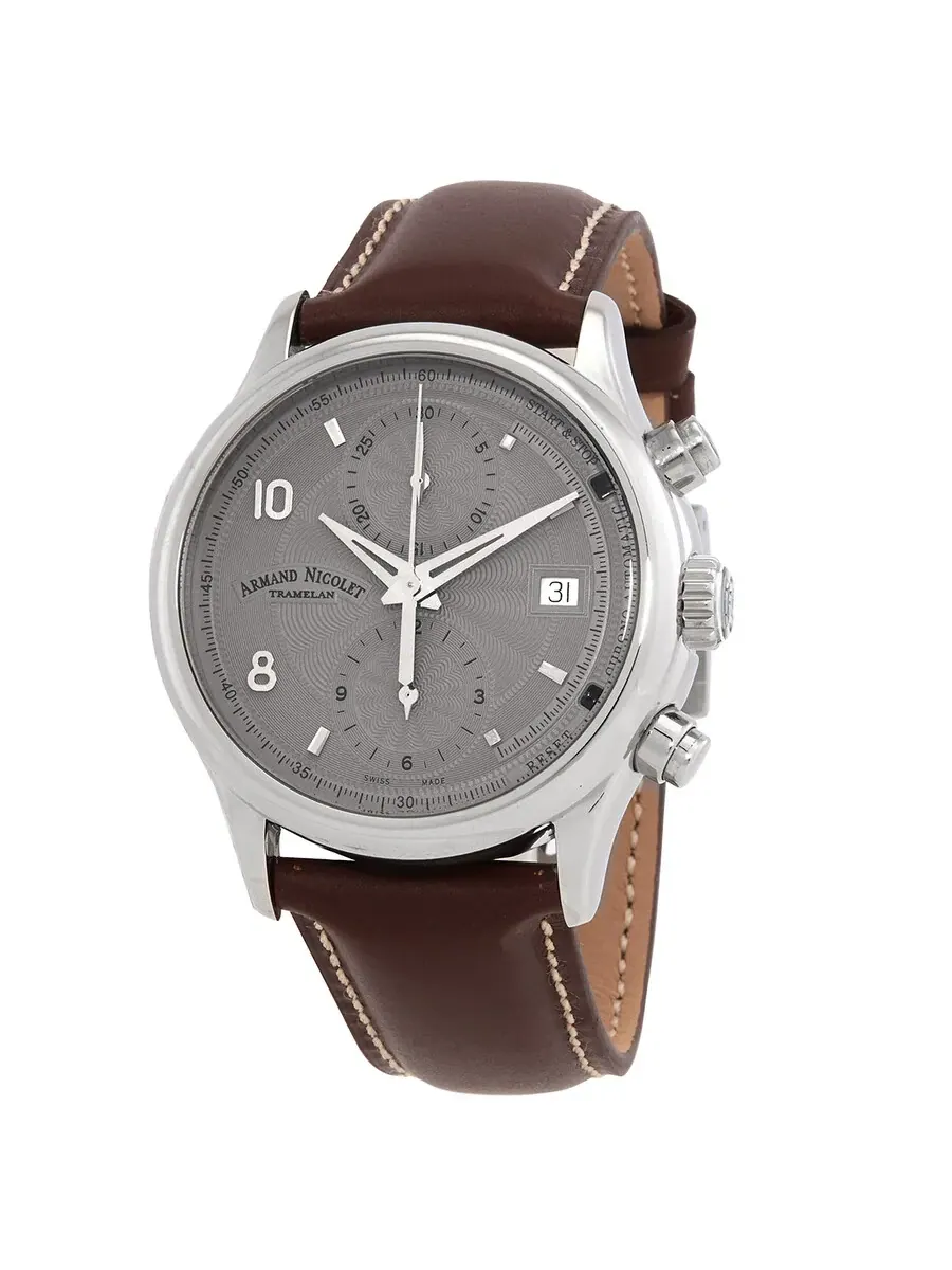 Мужские часы Armand Nicolet M02-4 Хронограф Автоматические с серым циферблатом A844AAA-GR-P140MR2
