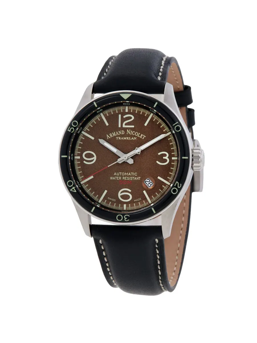 Мужские часы Armand Nicolet M2H Automatic с коричневым циферблатом A740HNA-MR-P140NR2
