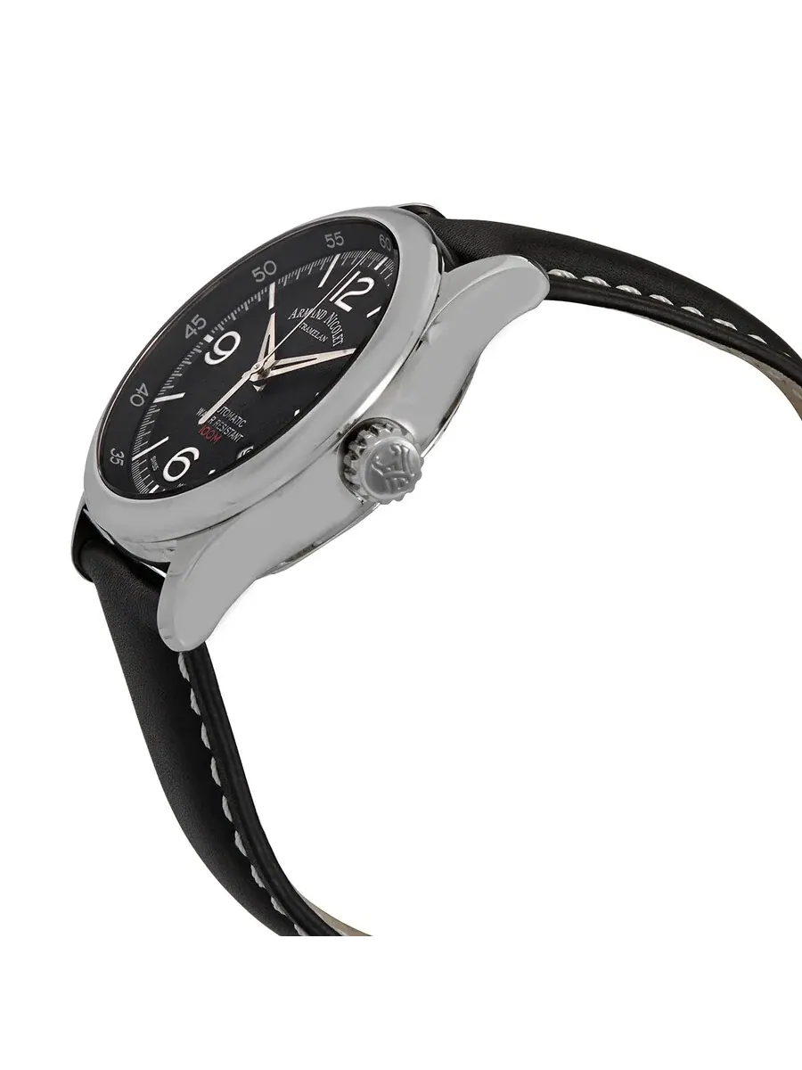 Мужские часы Armand Nicolet MAH Automatic с черным циферблатом A840HAA-NR-P140NR2 — изображение 2 из 3, оттенок серебряный