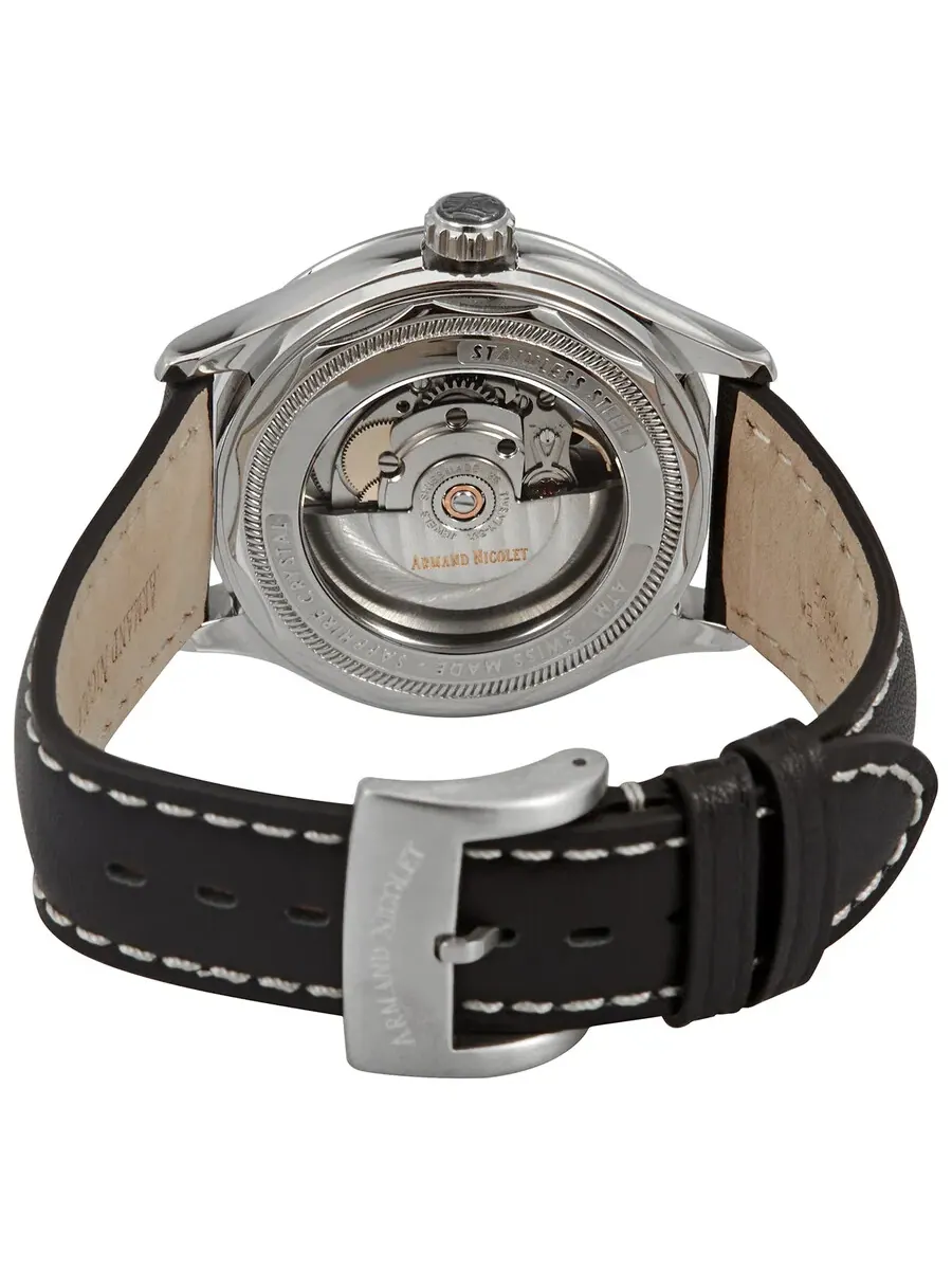Мужские часы Armand Nicolet MAH Automatic с черным циферблатом A840HAA-NR-P140NR2 — изображение 3 из 3, оттенок серебряный