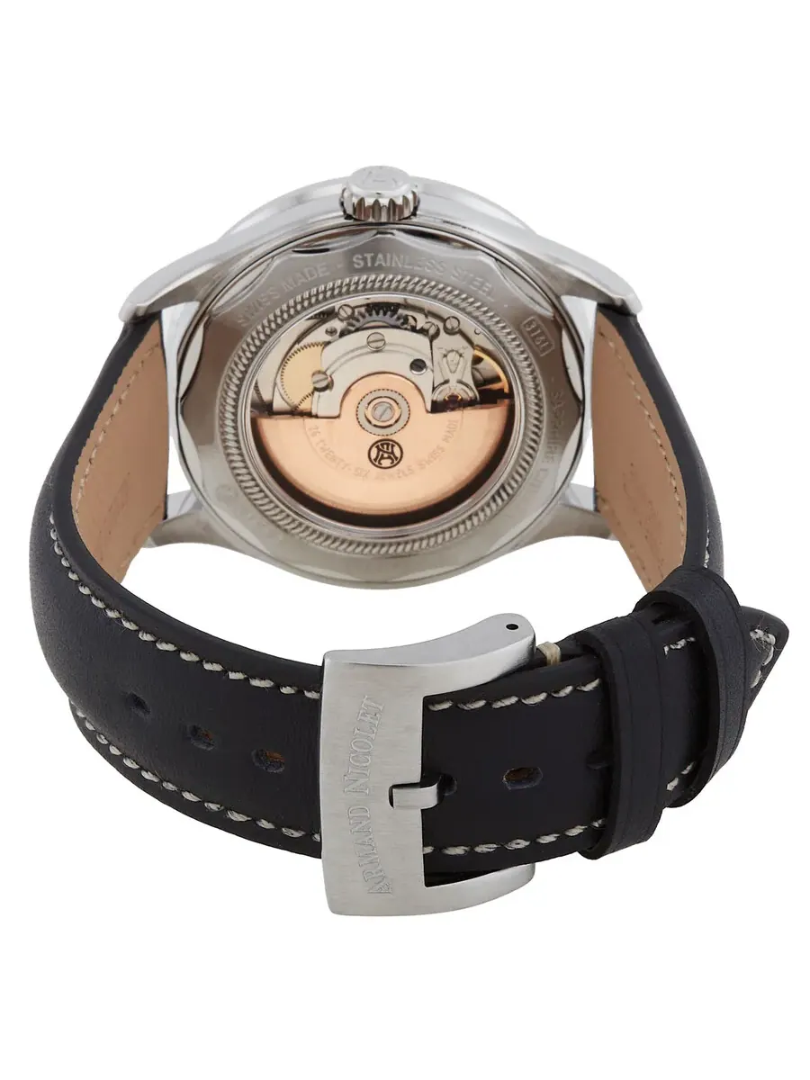 Мужские часы Armand Nicolet M2H Automatic с оранжевым циферблатом A740HNA-OR-P140NR2 — изображение 3 из 3, оттенок черный