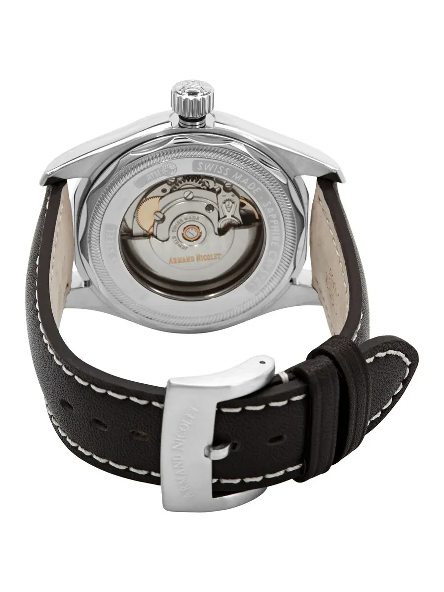 Мужские часы Armand Nicolet MH2 Automatic с черным циферблатом A640A-NR-P140NR2 — изображение 3 из 3, оттенок серебряный