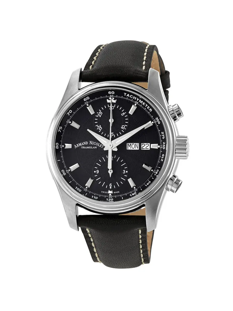 Мужские часы Armand Nicolet MH2 Chronograph Automatic с черным циферблатом A647A-NR-P140NR2
