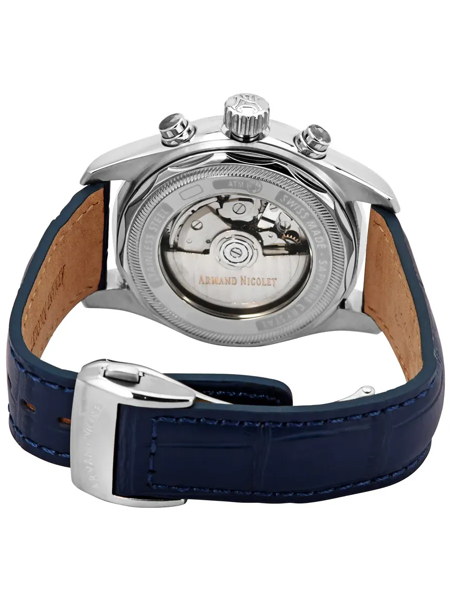 Мужские часы Armand Nicolet MH2 Chronograph Automatic с темно-синим циферблатом A647A-BU-P840BU2 — изображение 3 из 3