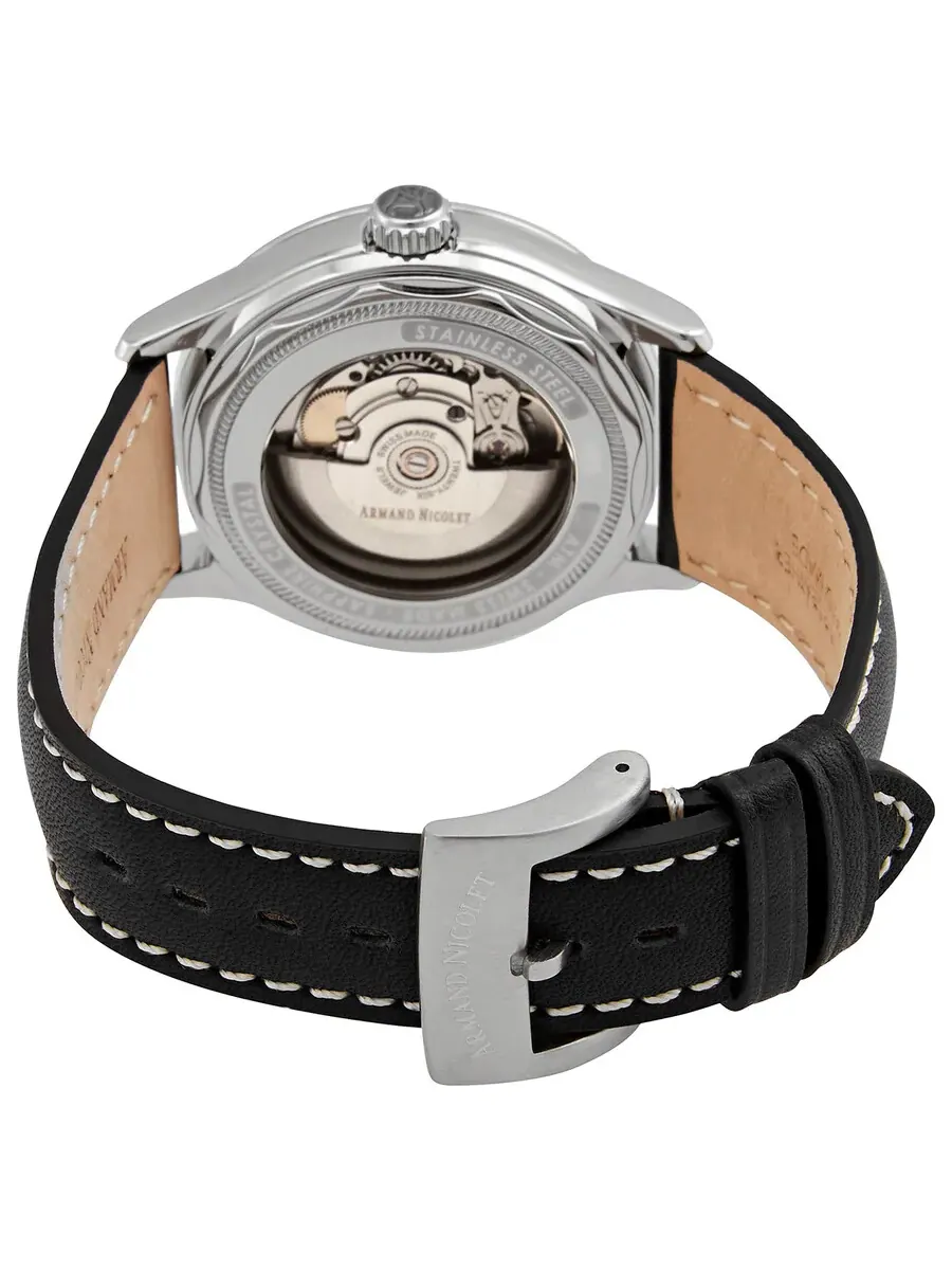 Мужские часы Armand Nicolet MHA Automatic с черным циферблатом A840HAA-NS-P140NR2 — изображение 3 из 3, оттенок серебряный