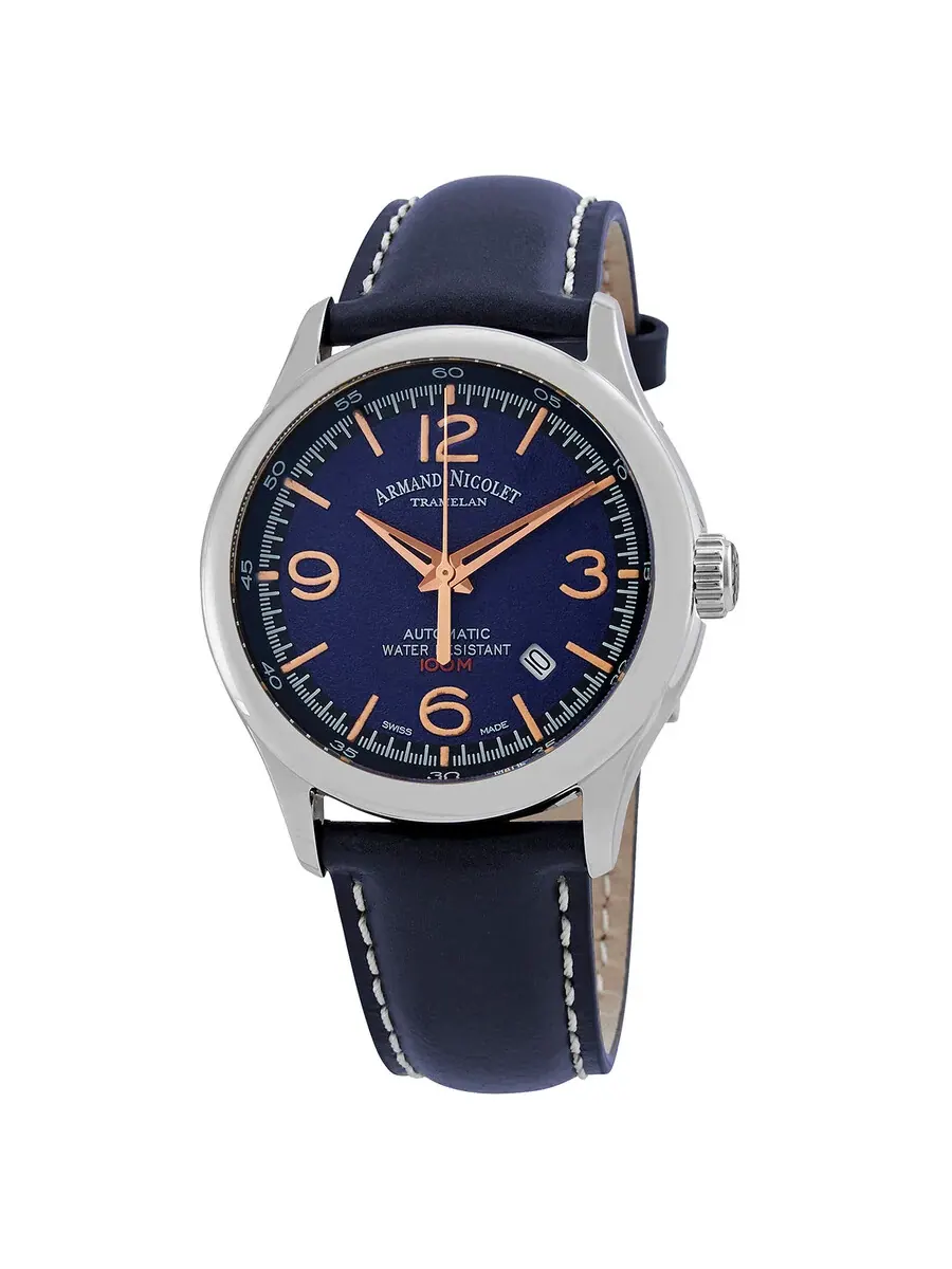 Мужские часы Armand Nicolet MHA Automatic с синим циферблатом A840HAA-BS-P140BU2