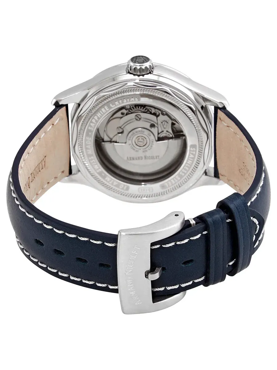 Мужские часы Armand Nicolet MHA Automatic с синим циферблатом A840HAA-BS-P140BU2 — изображение 3 из 3, оттенок серебряный