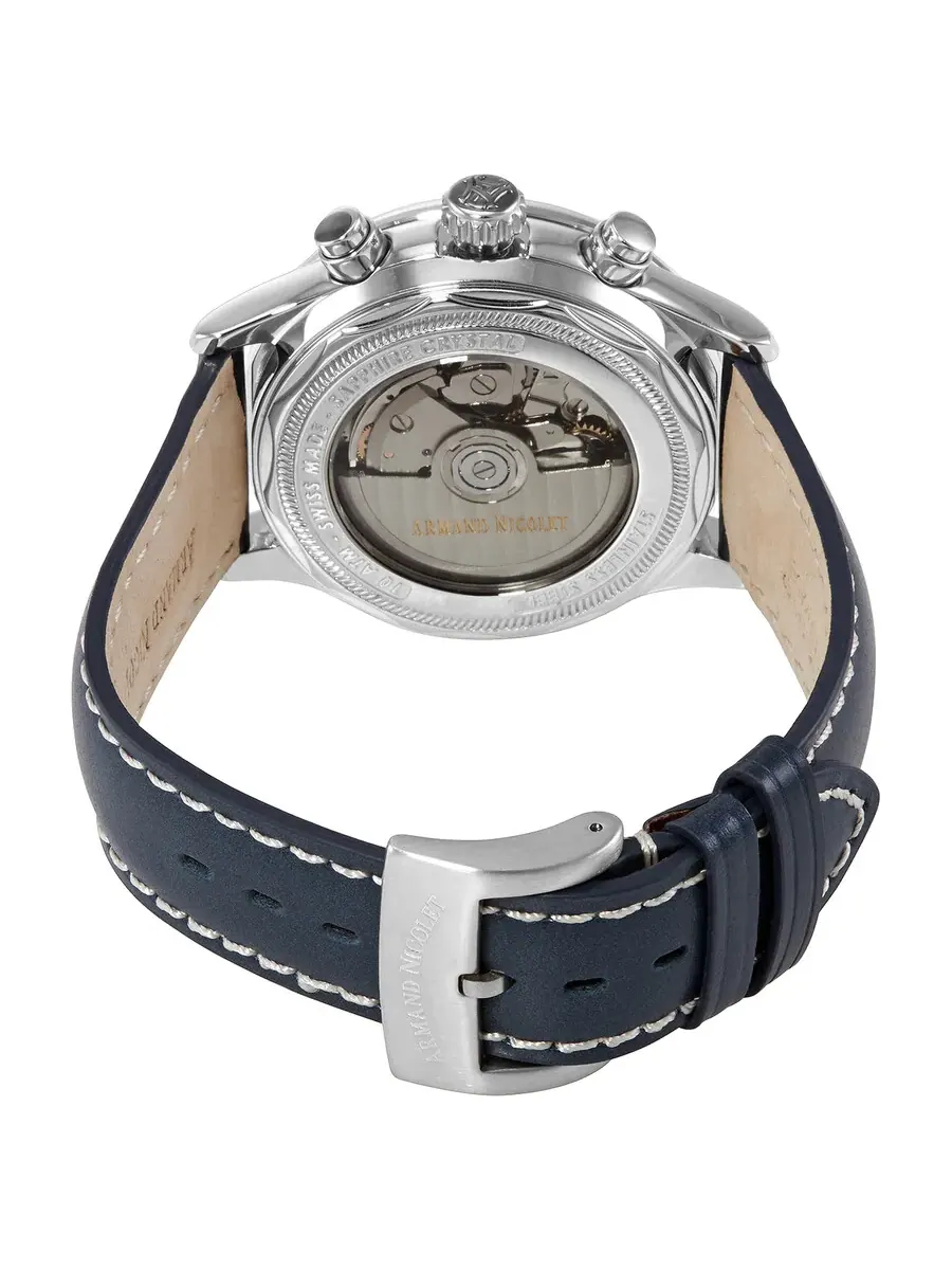 Мужские часы Armand Nicolet MHA Chronograph Automatic с темно-синим циферблатом A844HAA-BU-P140BU2 — изображение 3 из 3