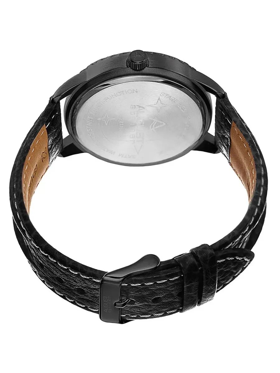 Мужские часы August Steiner с черным циферблатом и черным кожаным ремешком AS8116BK — изображение 3 из 4, оттенок черный