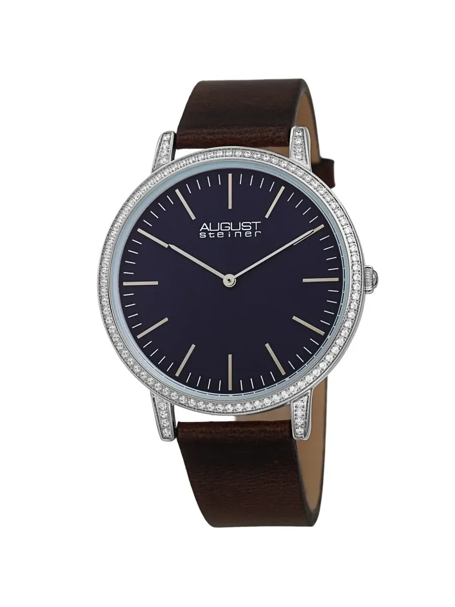 Мужские кварцевые часы August Steiner Crystal с синим циферблатом AS8273BRBU