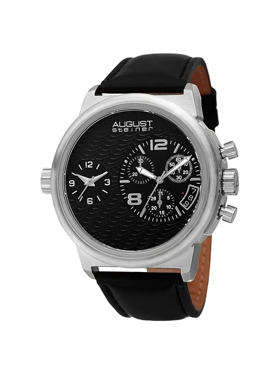 Мужские часы August Steiner Chronograph Quartz с черным циферблатом AS8151SSB