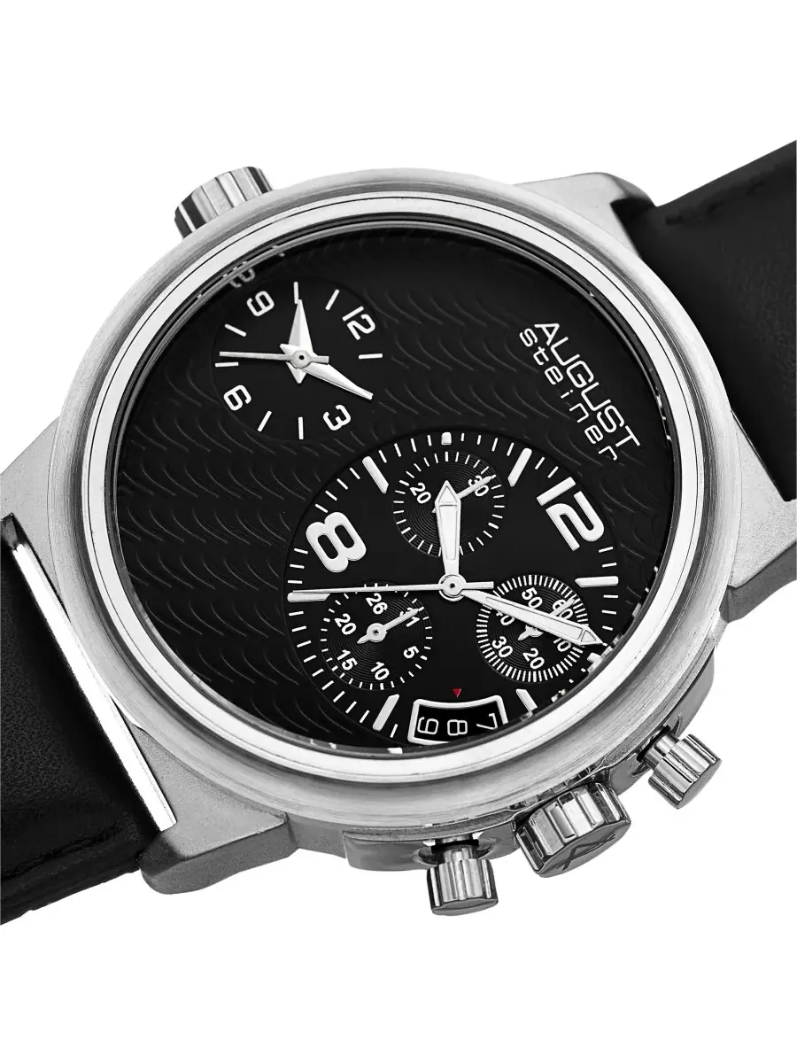 Мужские часы August Steiner Chronograph Quartz с черным циферблатом AS8151SSB — изображение 2 из 4, оттенок серебряный