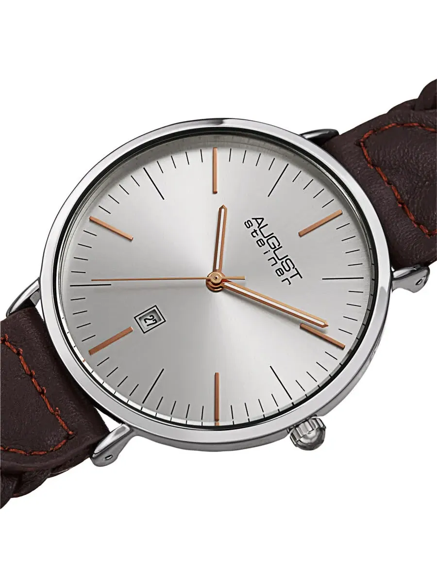 Мужские часы August Steiner Quartz с серебристым циферблатом AS8293BR — изображение 2 из 4, оттенок серебряный
