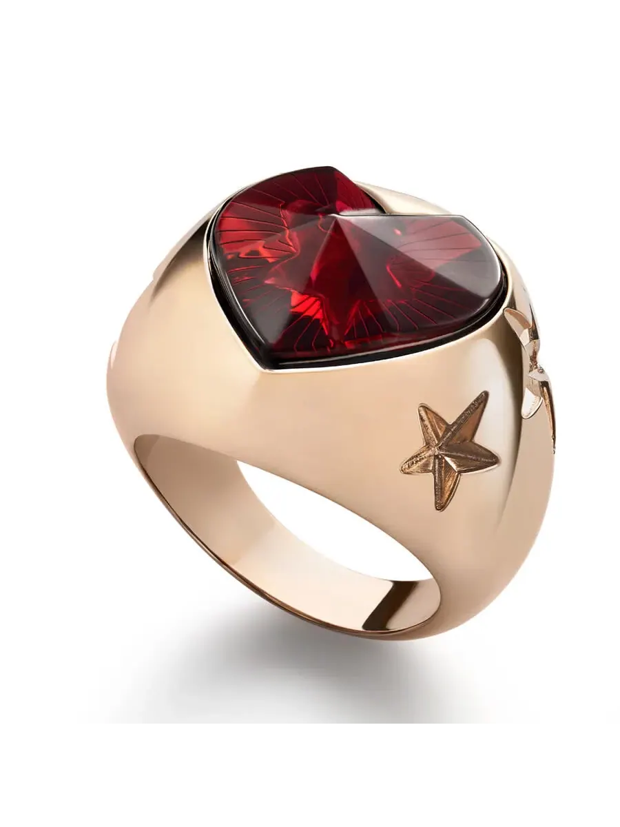 Кольцо Baccarat 'Etoile De Mon Coeur' из красного хрусталя — изображение 2 из 3, оттенок красный