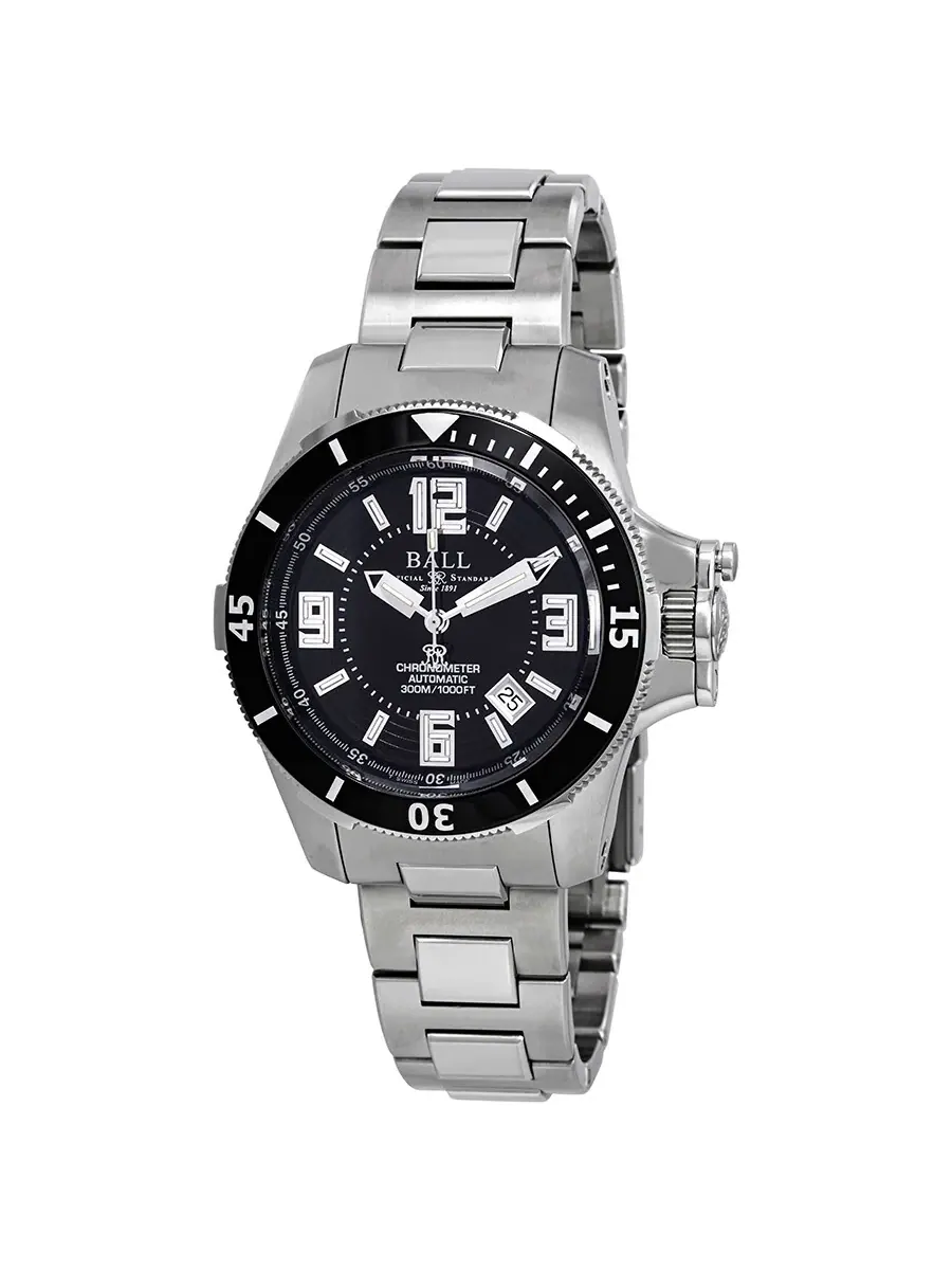 Мужские часы Ball Engineer Hydrocarbon Automatic с черным циферблатом, 42 мм, модель DM2136A-SC-BK — серебристый