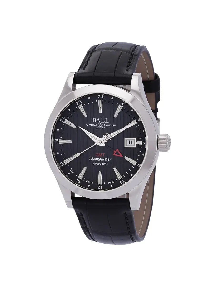 Мужские часы Ball Engineer II GMT с автоматическим механизмом, черным циферблатом GM2026C-LCJ-BK — серебристый