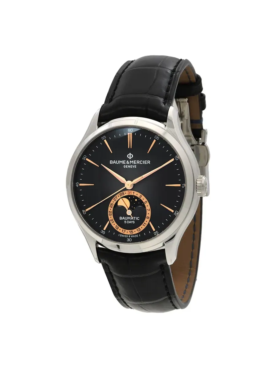 Мужские часы Baume et Mercier Clifton Automatic с черным циферблатом M0A10758 — серебристый