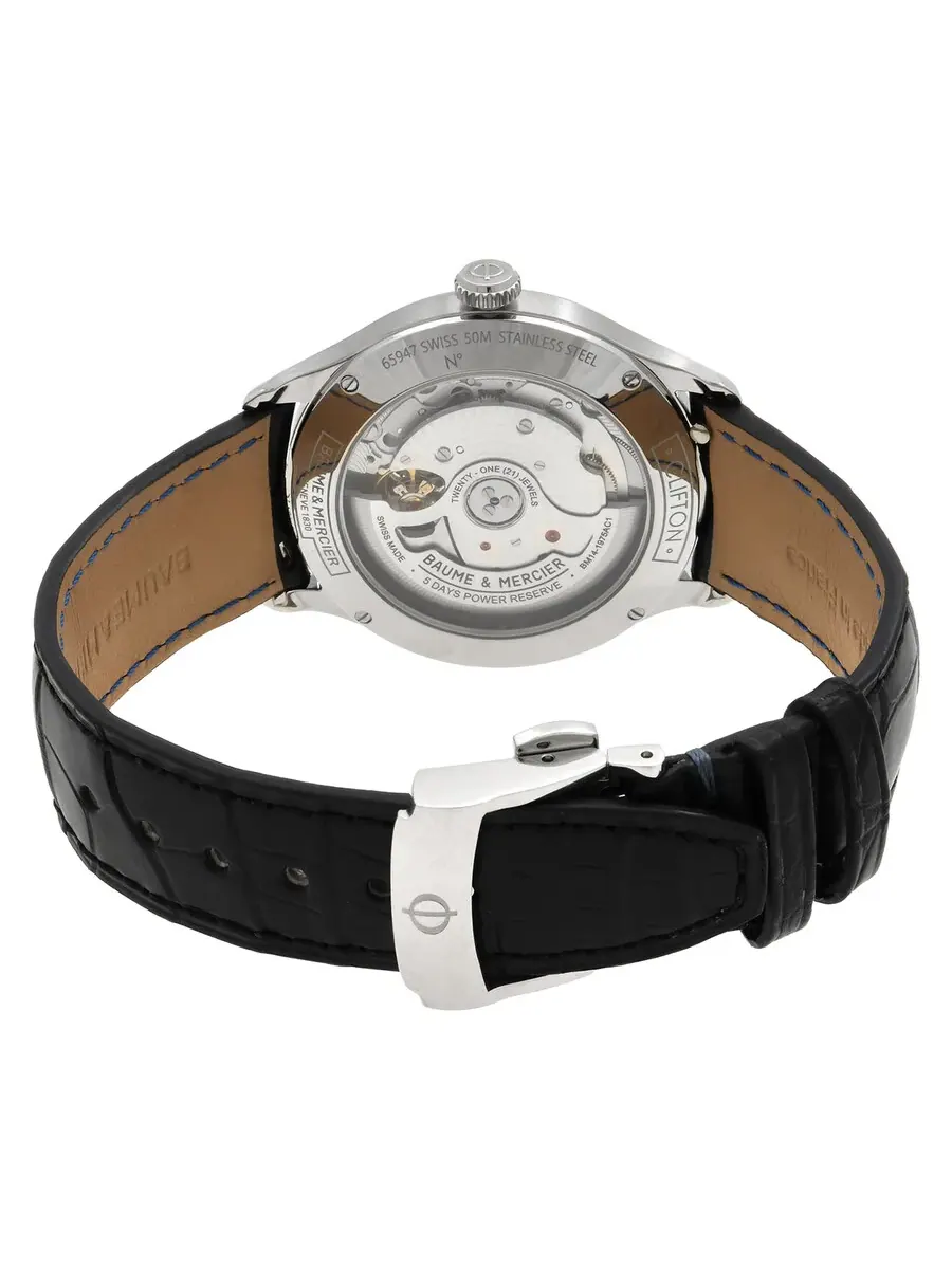 Мужские часы Baume et Mercier Clifton Automatic с черным циферблатом M0A10758 — изображение 3 из 3, оттенок серебряный