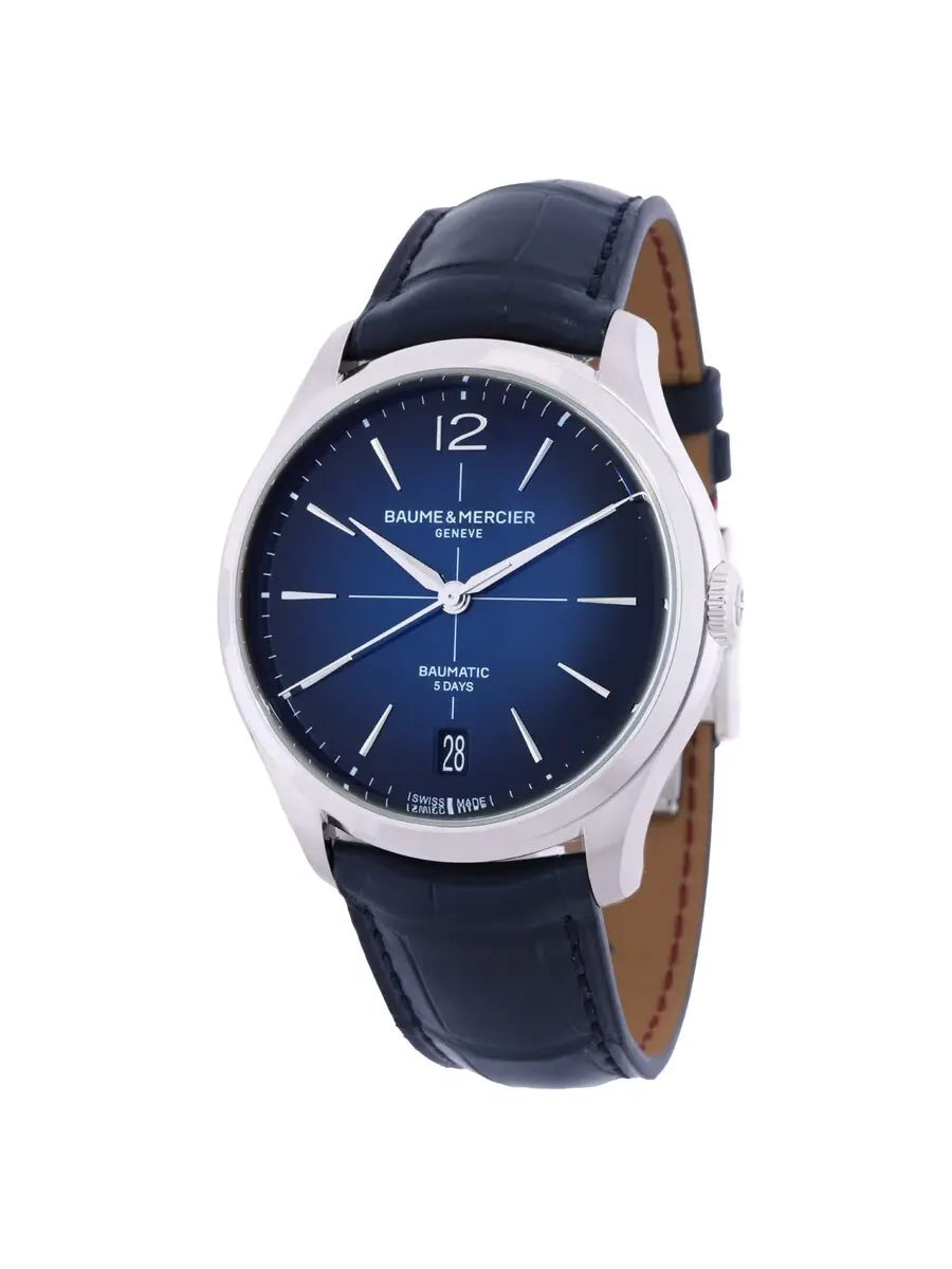 Мужские часы Baume et Mercier Clifton Automatic с синим циферблатом 10771 — серебристый