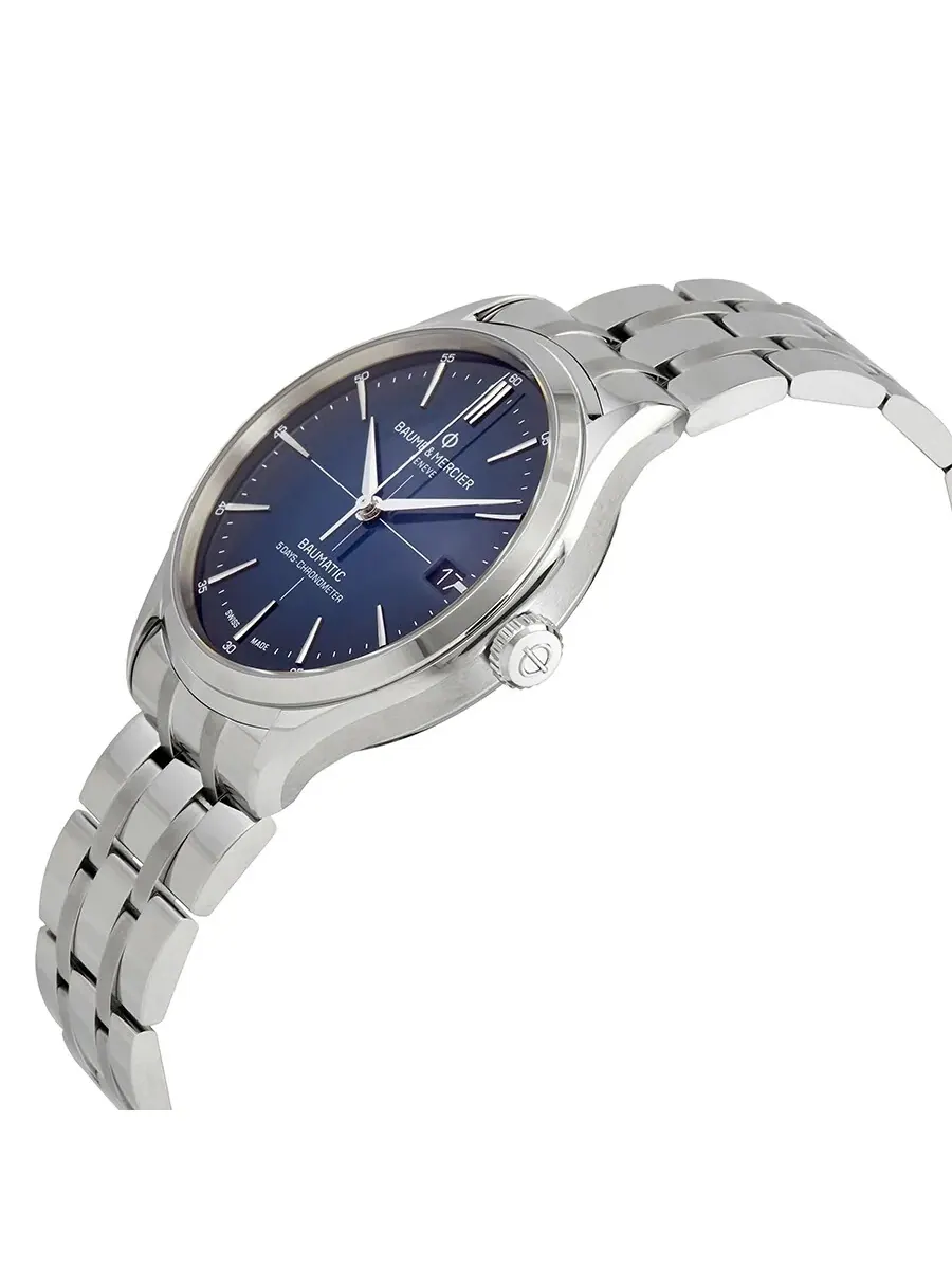 Мужские часы Baume et Mercier Clifton Baumatic Automatic Chronometer с синим циферблатом, модель 10468 — изображение 2 из 3
