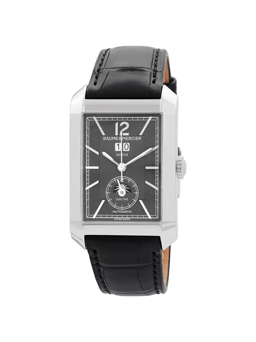 Мужские часы Baume et Mercier Hampton Moonphase Dual Time Automatic с серым циферблатом M0A10666