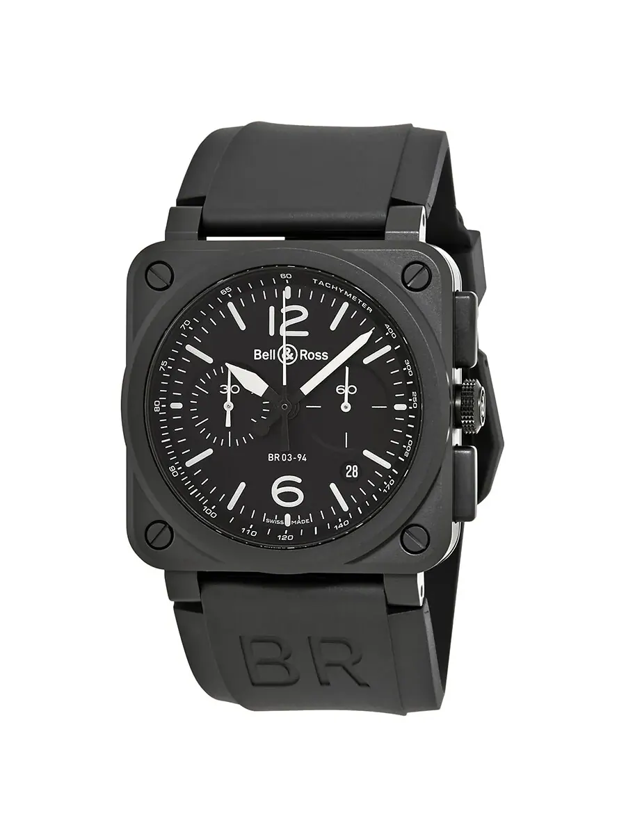 Мужские часы Bell and Ross Aviation Automatic Chronograph BR0394-BL-CE — черный