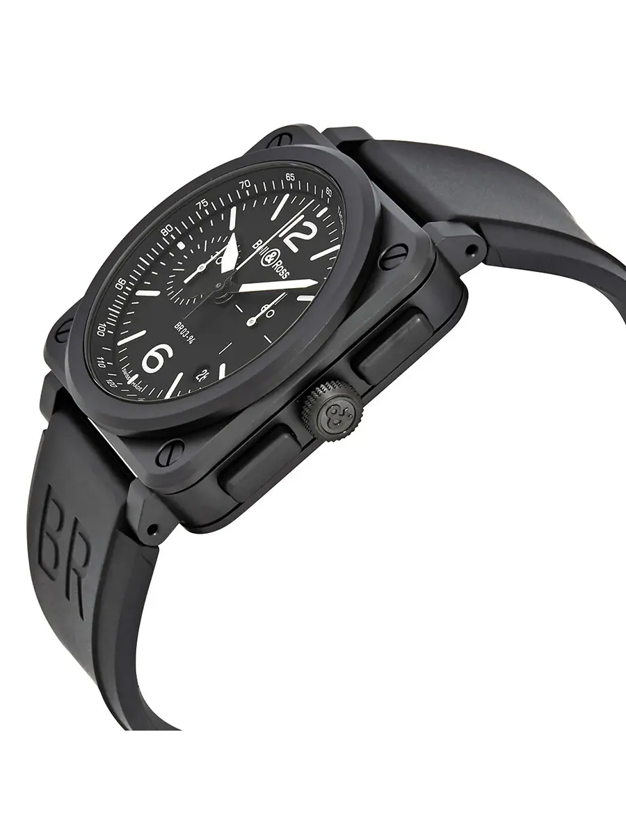 Мужские часы Bell and Ross Aviation Automatic Chronograph BR0394-BL-CE — изображение 2 из 3, оттенок черный