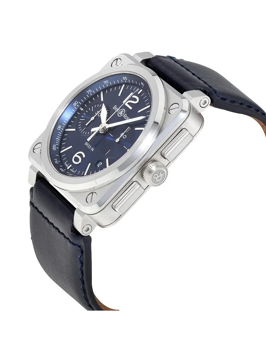 Мужские часы Bell and Ross Aviation Automatic с синим циферблатом BR0394-BLU-ST/SCA — изображение 2 из 3, оттенок серебряный