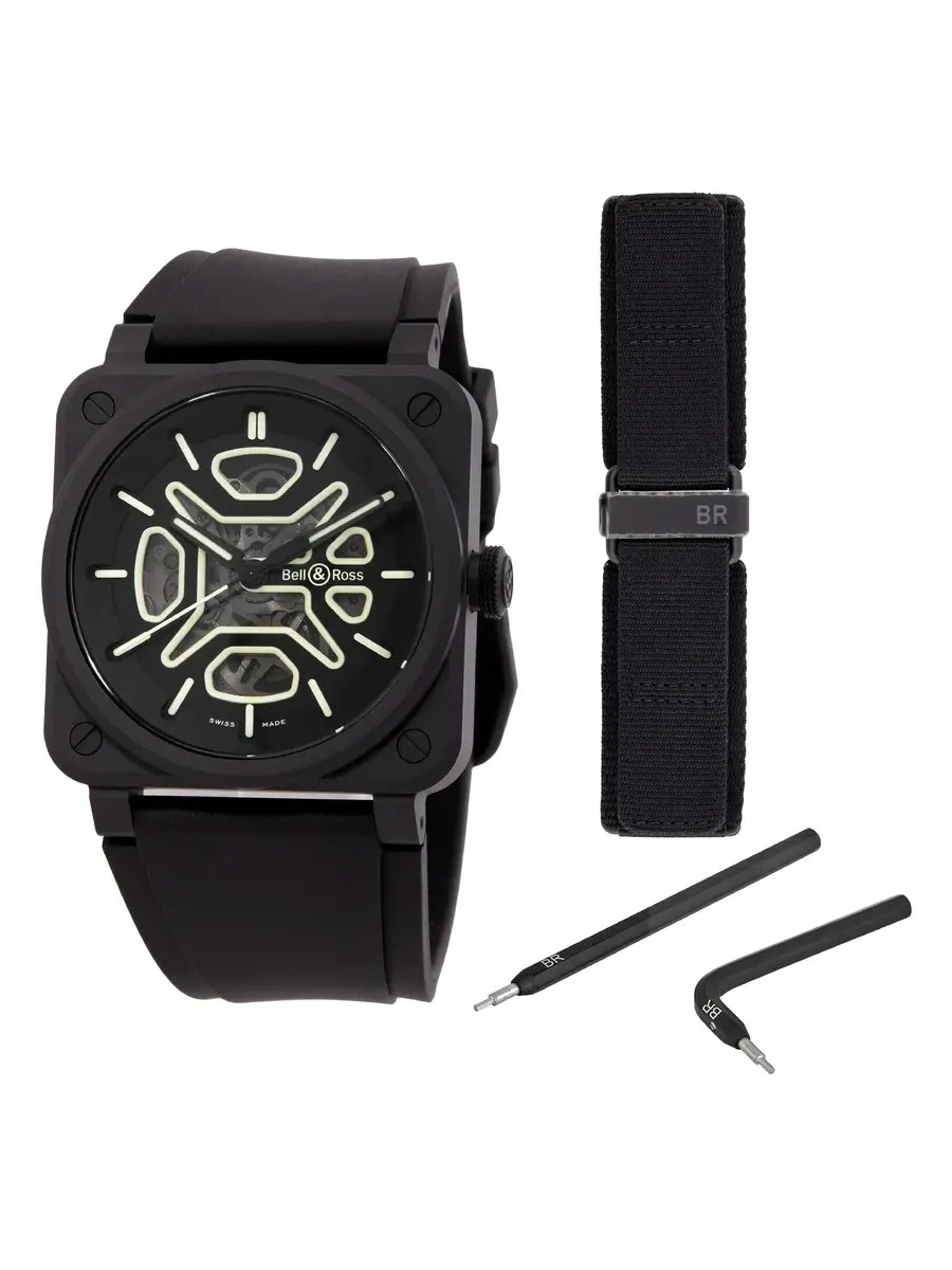 Мужские часы Bell and Ross BR 03 Automatic с черным циферблатом BR03A-LM-SKCE/SRB — черный