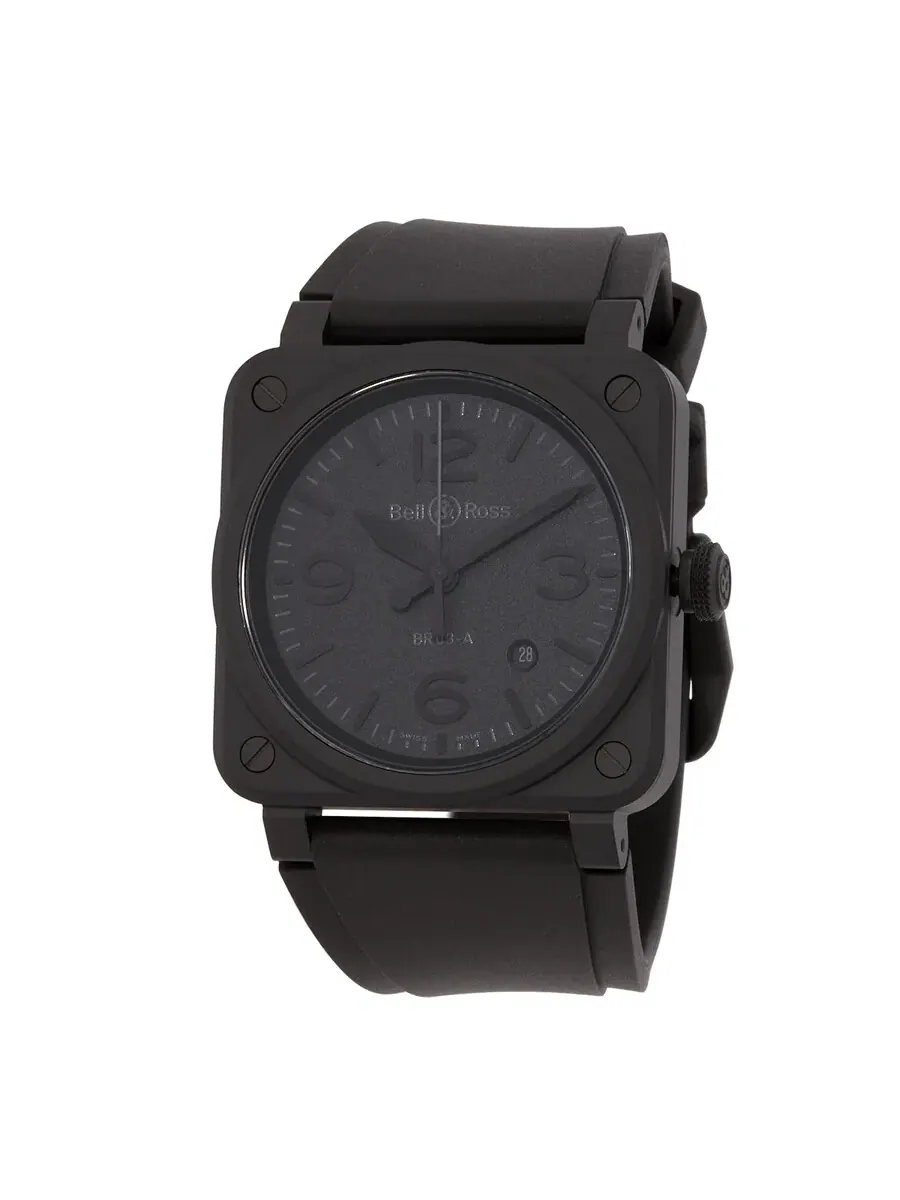 Мужские часы Bell and Ross BR 03 Phantom Automatic с черным циферблатом BR03A-PH-CE/SRB — черный