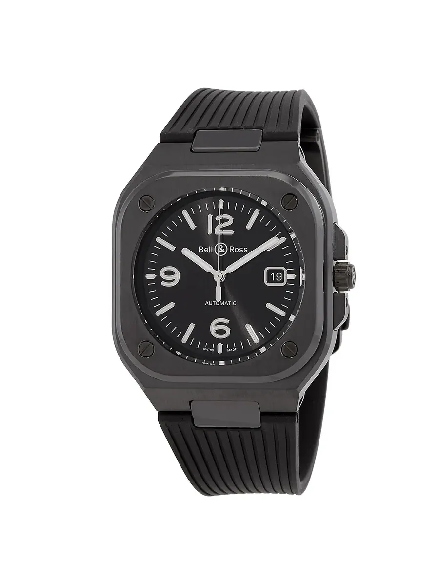 Мужские часы Bell and Ross BR 05 Automatic с черным циферблатом BR05A-BL-CE/SRB — черный