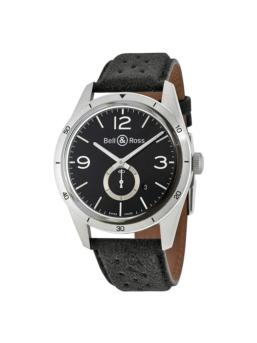 Мужские часы Bell and Ross Vintage Automatic с черным циферблатом BRV123-BS-ST/SF