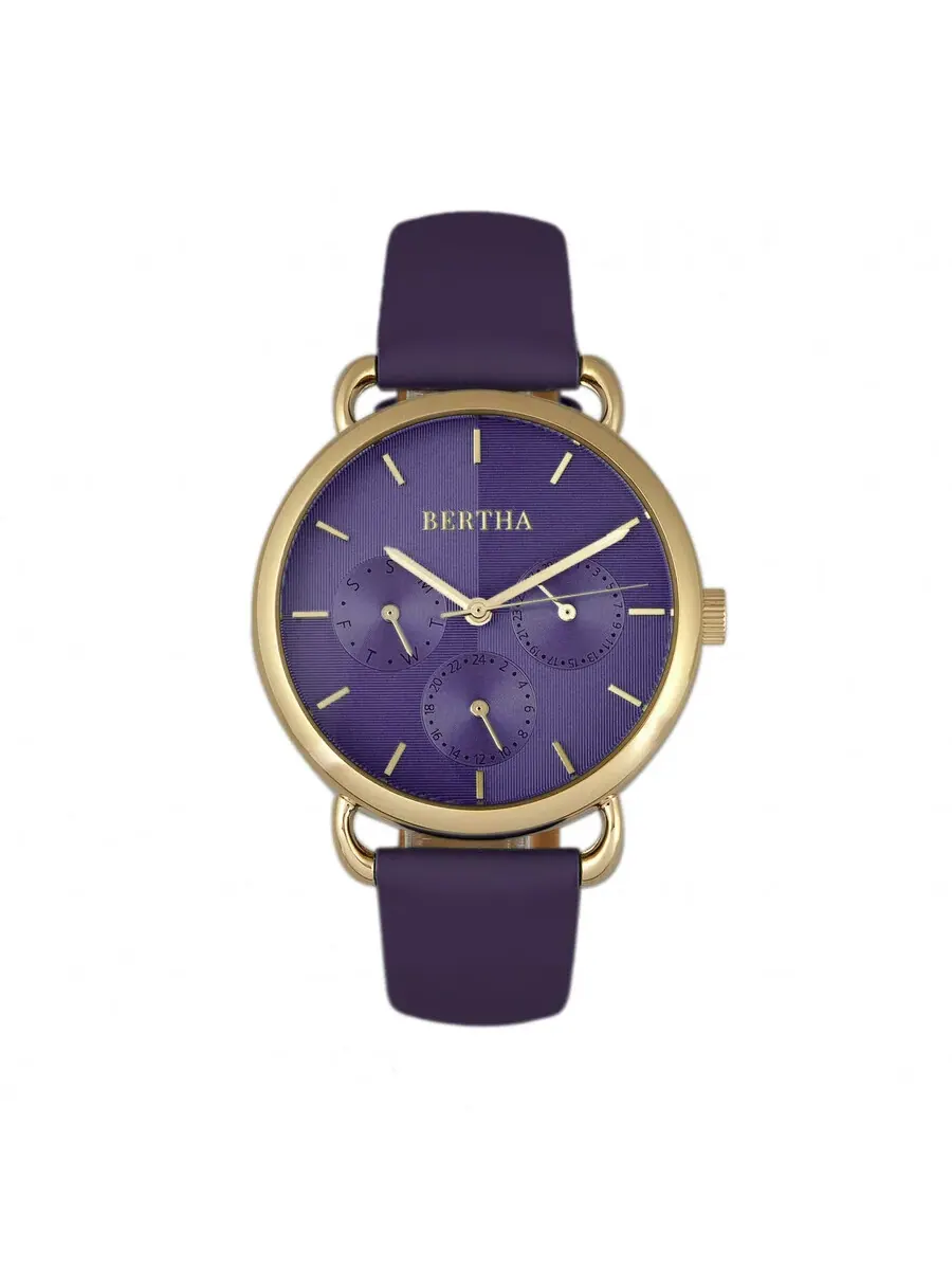 Женские часы Bertha Gwen с фиолетовым циферблатом BR8305 — золотистый