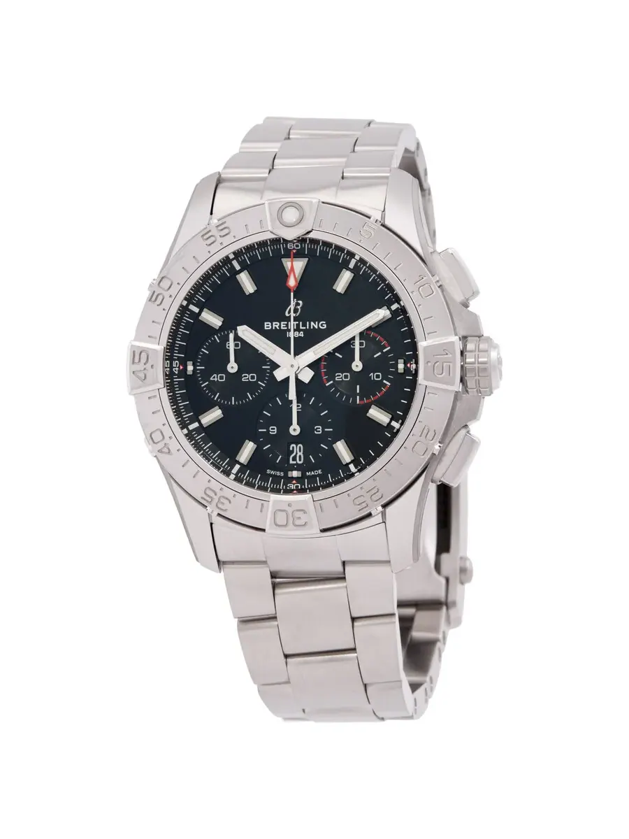Мужские часы Breitling Avenger B01 42mm Chronograph Automatic Black Dial AB0146101B1A1 — серебристый