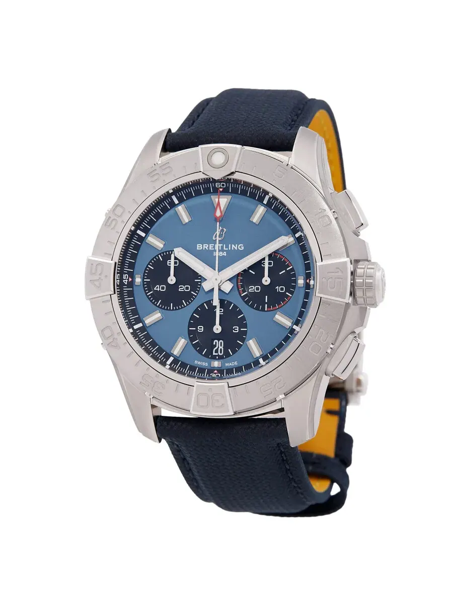 Мужские часы Breitling Avenger Chronograph 44 мм с автоматическим механизмом и синим циферблатом AB0147101C1X1