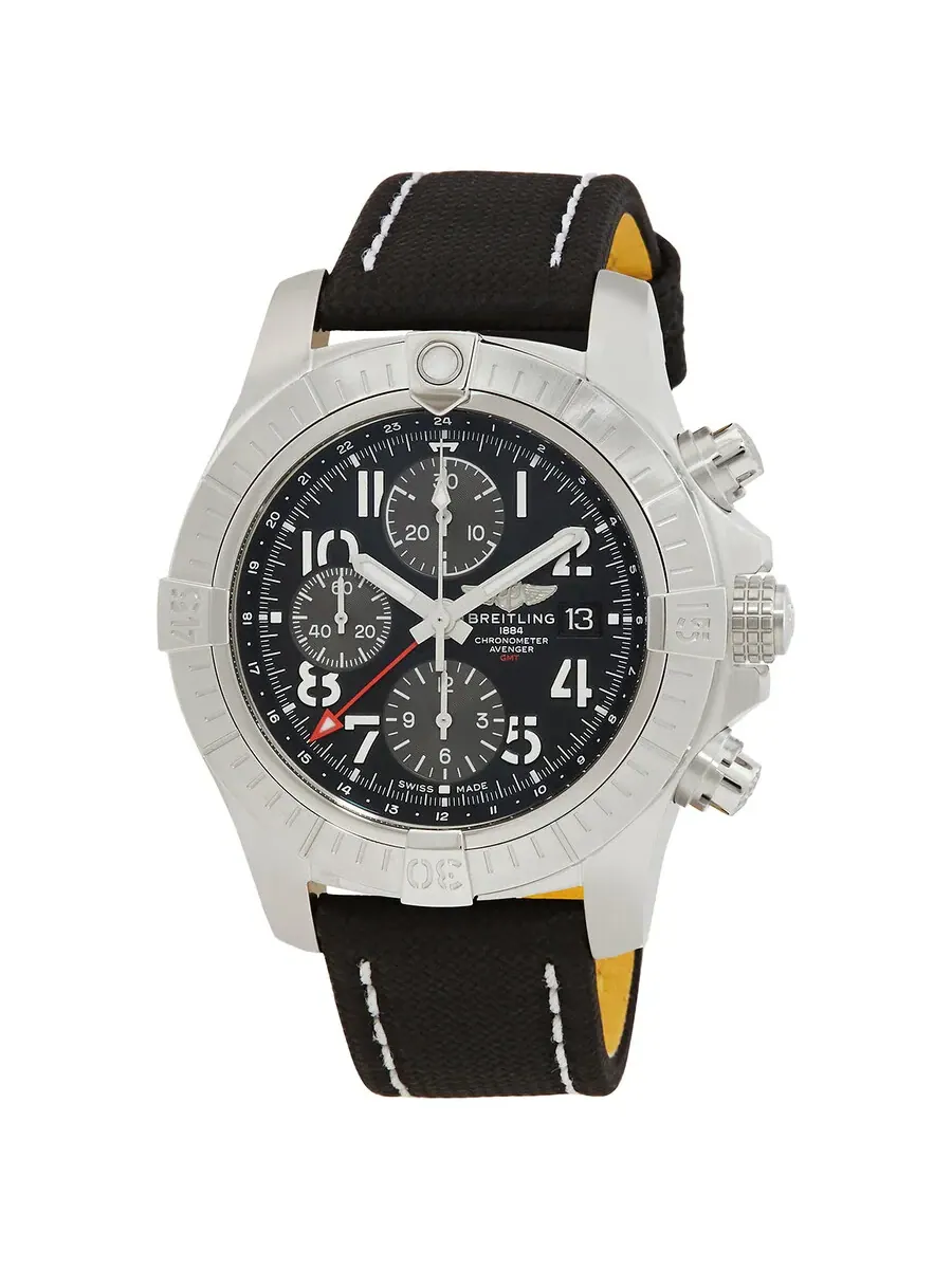 Мужские часы Breitling Avenger 45 Chronograph GMT Automatic Chronometer с черным циферблатом A24315101B1X1