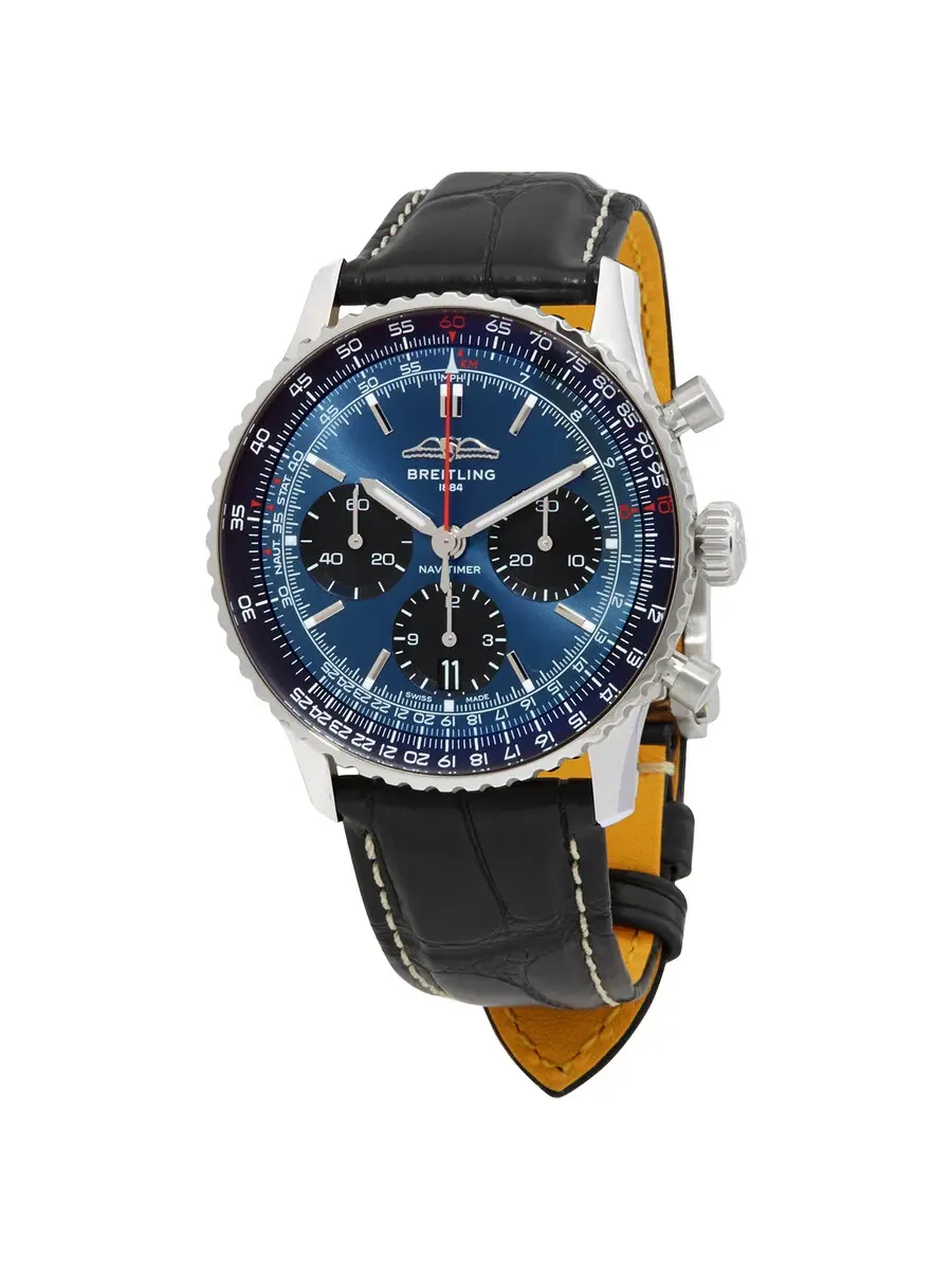 Мужские часы Breitling Navitimer B01 Chronograph Automatic Chronometer с синим циферблатом AB0139241C1P1