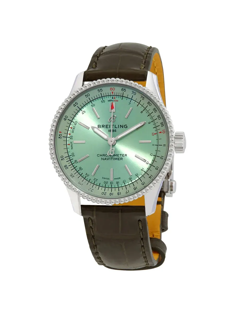 Часы Breitling Navitimer Automatic Chronometer с зеленым циферблатом, унисекс A17395361L1P2