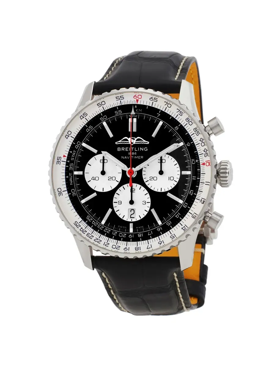 Мужские часы Breitling Navitimer B01 Chronograph Automatic с черным циферблатом AB0137211B1P1
