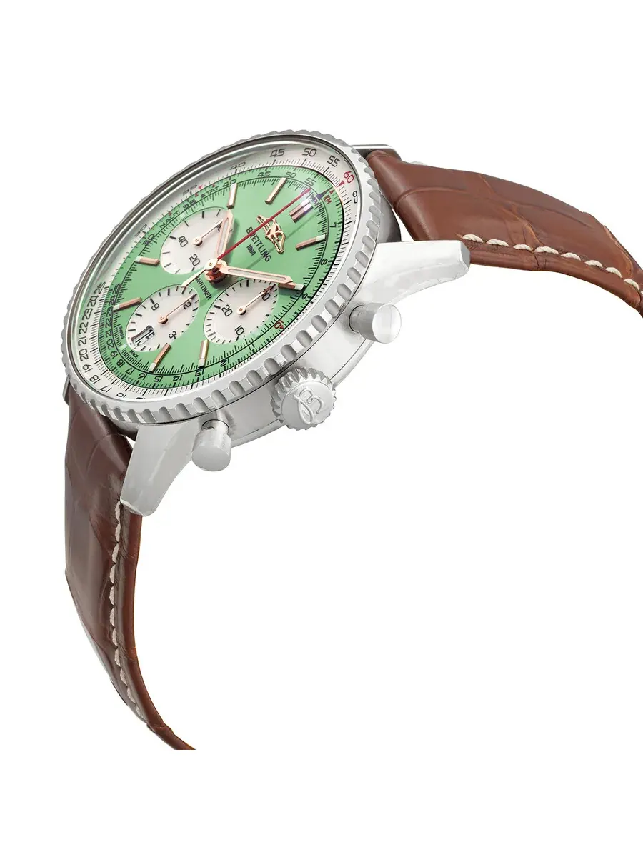 Мужские часы Breitling Navitimer Chronograph Automatic Chronometer с зеленым циферблатом AB0139211L1P1 — изображение 2 из 4