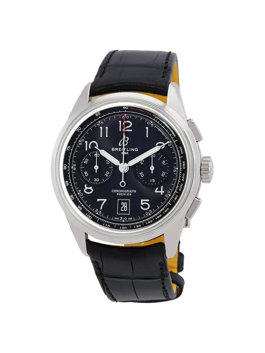 Мужские часы Breitling Premier B01 Chronograph Automatic с черным циферблатом AB0145221B1P2