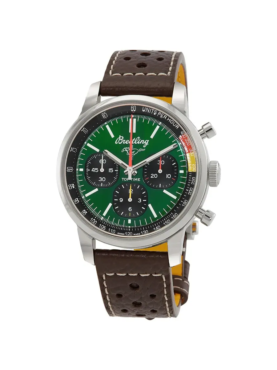 Мужские часы Breitling Top Time 41 B01 Ford Mustang хронограф автомат с зеленым циферблатом AB01762A1L1X1