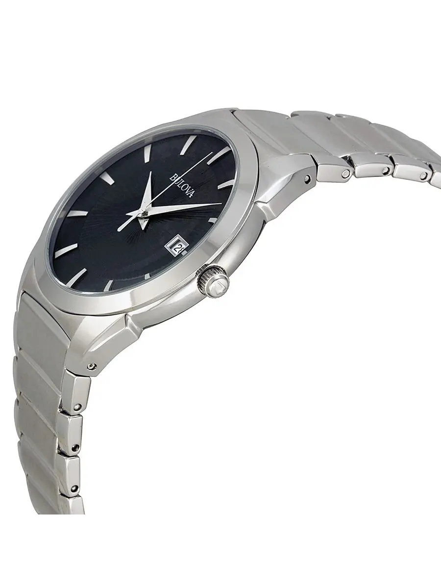 Мужские часы Bulova Classic с черным циферблатом и корпусом из нержавеющей стали, модель 96B149 — изображение 2 из 3