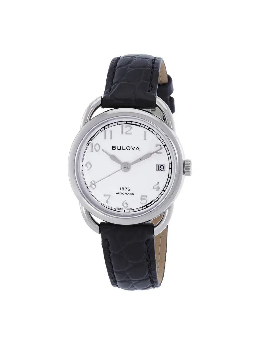 Женские часы Bulova Commodore с автоматическим механизмом и белым циферблатом 96M152