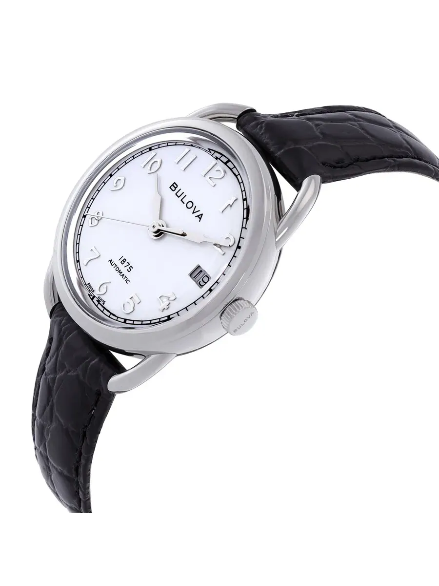 Женские часы Bulova Commodore с автоматическим механизмом и белым циферблатом 96M152 — изображение 2 из 3, оттенок серебряный