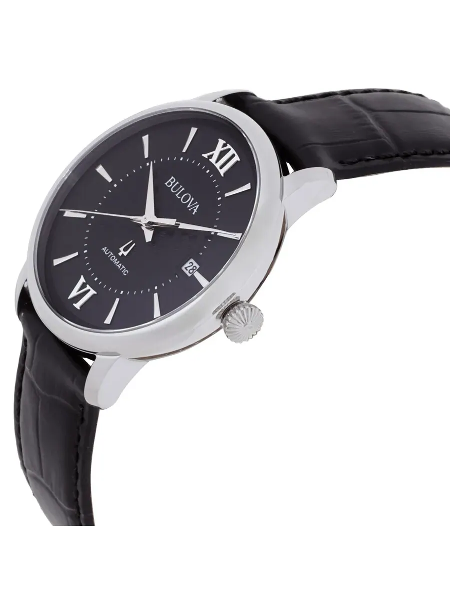 Мужские часы Bulova Hudson Automatic с черным циферблатом 96B441 — изображение 2 из 3, оттенок серебряный