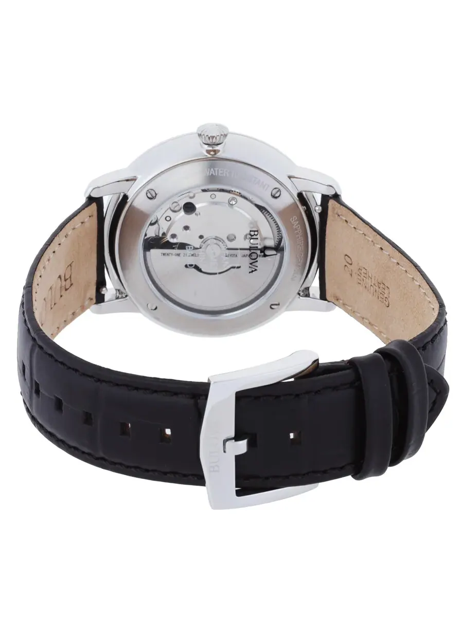 Мужские часы Bulova Hudson Automatic с черным циферблатом 96B441 — изображение 3 из 3, оттенок серебряный