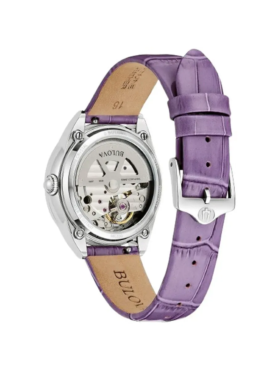 Женские автоматические часы Bulova Sutton с цветочным узором и открытым циферблатом (модель 96L339) — изображение 3 из 3