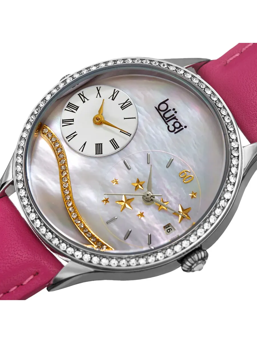 Женские часы Burgi Dual Time Quartz с белым циферблатом BUR184PK — изображение 2 из 4, оттенок серебряный